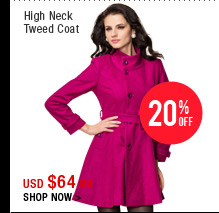 High Neck Tweed Coat