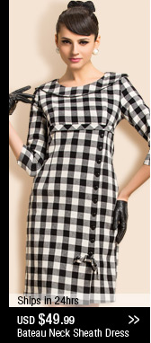 Bateau Neck Sheath Dress