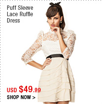 Puff Sleeve Lace Ruffle Dress