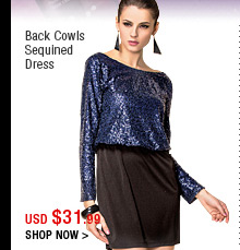 Back Cowls Sequined Dress