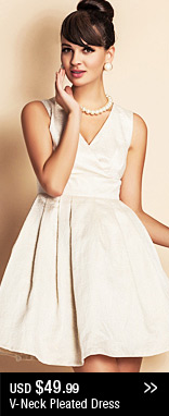 V-neck Pleated Dress