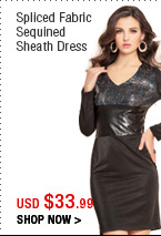 Spliced Fabric Sequined Sheath Dress
