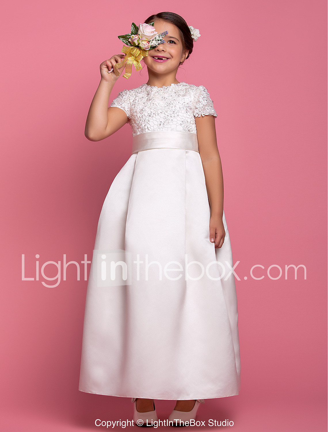 Kids Short Ivory Cream Satin Feel Gloves Bridesmaid Flower Girl Holy Communion