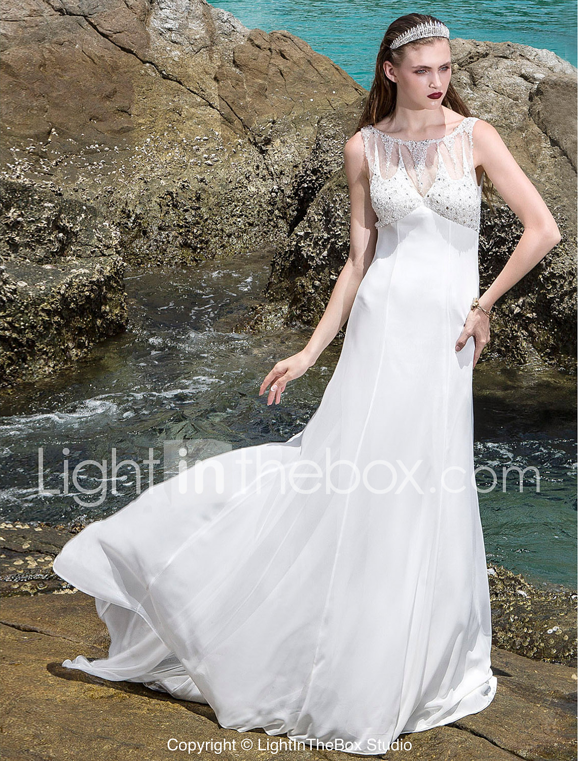 Lanting Bride Sheath Column Petite Plus Sizes Wedding Dress