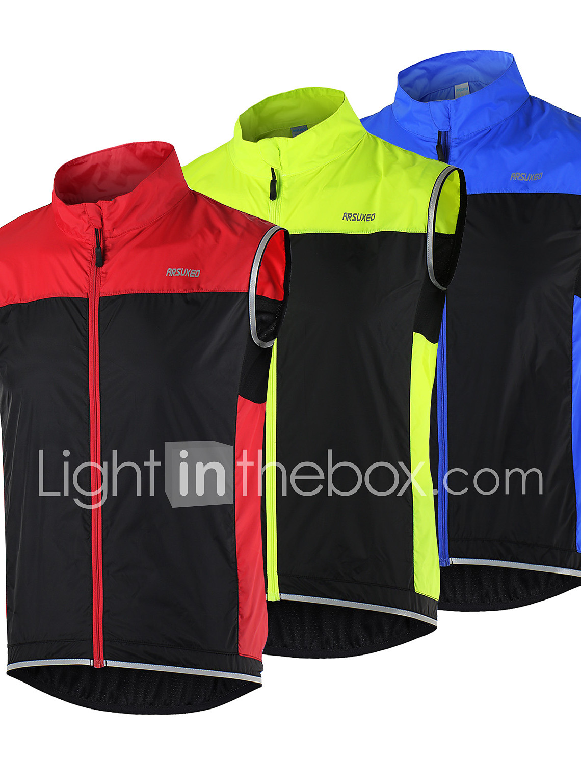 Gilet da ciclismo da donna ad asciugatura rapida in poliestere resistente ai raggi UV bianco con strisce riflettenti sul retro nero verde antivento Arsuxeo