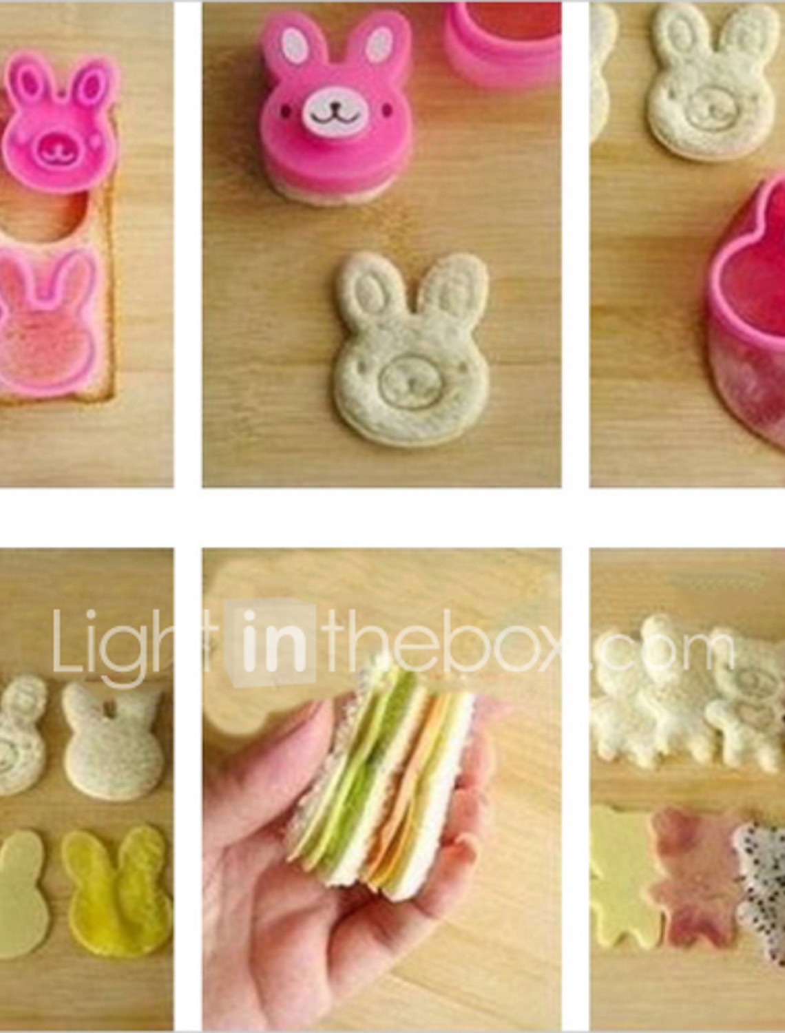 3Pcs Rabbit Bear Sandwich Mold Toast Cookies Cake Bread Biscuit Cutter Mould one