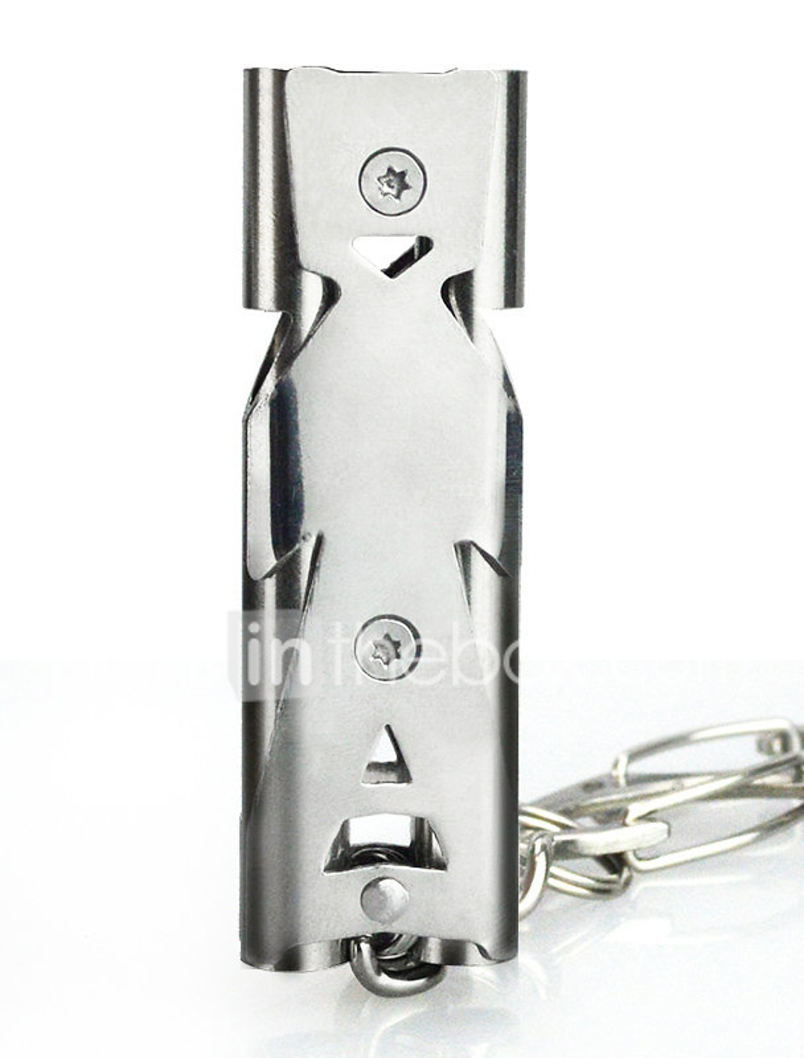 4 in 1 Mini Pocket Thermometer Multi Usage Whistle Compass Magnifier Keychain Practical Emergency Survival Tool for Outdoor Black
