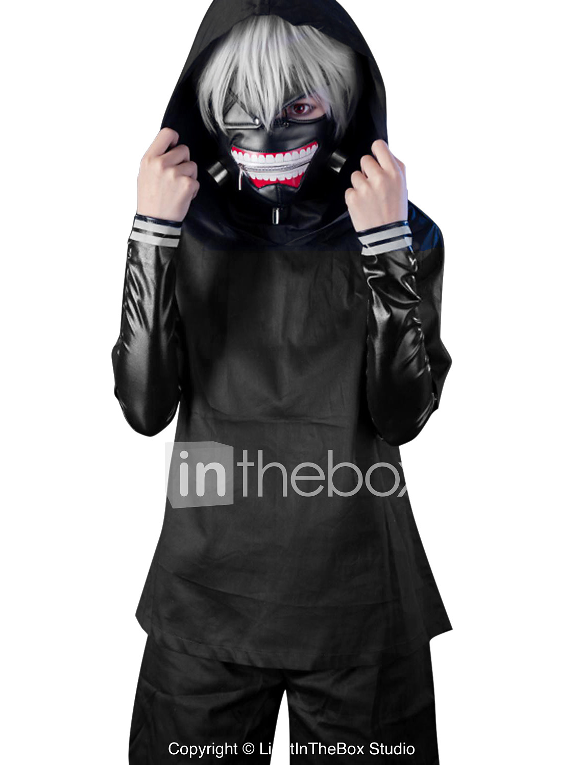 Japanese Anime Tokyo Ghoul Kaneki Ken Cosplay Full Face Head Mask Novelty Costume Party Pu Leather Black Festival Mask Toys Games Masks