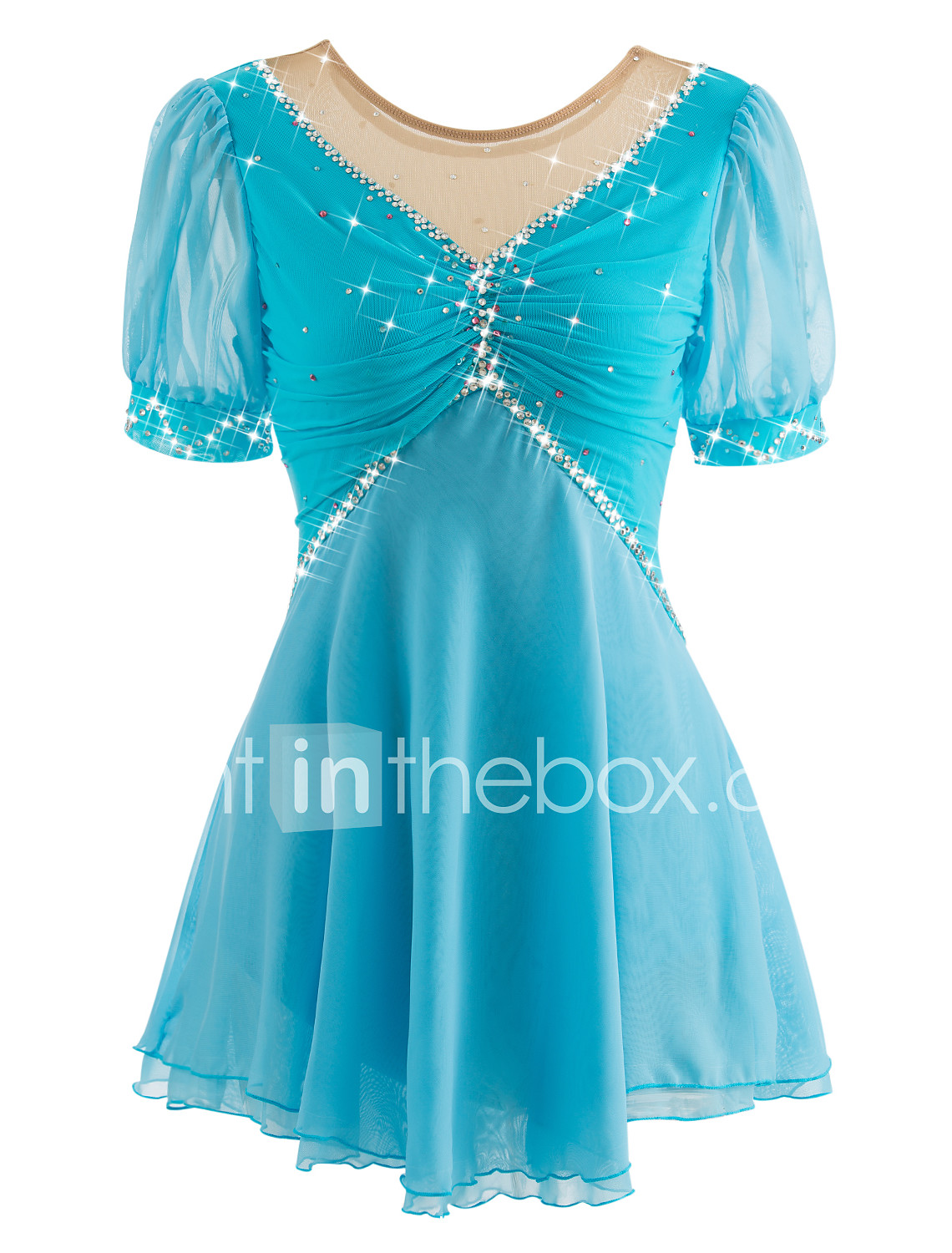 Robe De Patinage Artistique Femme Patinage Robes Rose Clair Violet Blanc Blanc Spandex Sport De Detente Competition Tenue De Patinage Respirable Fait A La Main Couleur Pleine Manches Courtes De 1613564