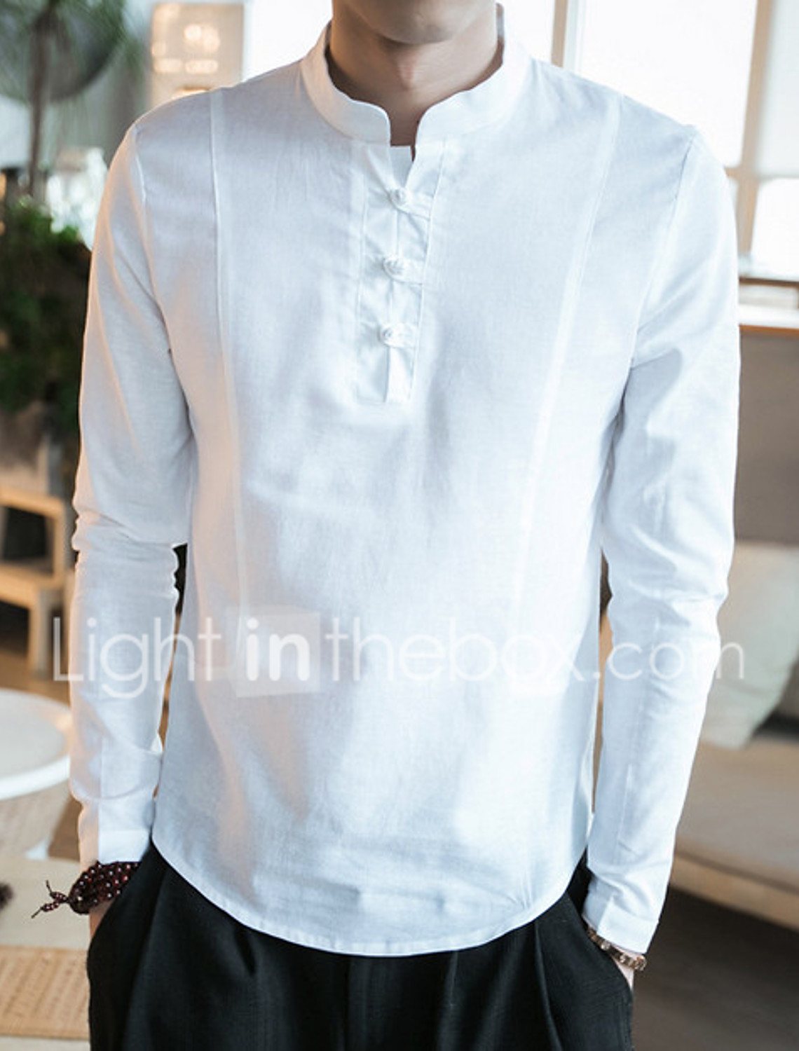men's chinoiserie cotton slim shirt