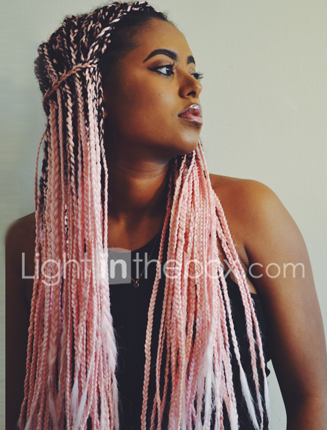 Synthetic Wig Box Braids Kardashian Braid Wig Pink Ombre Long Black Pink Synthetic Hair 24 Inch Women S Ombre Hair Middle Part Braided Wig Pink Ombre 6762727 2021 62 39