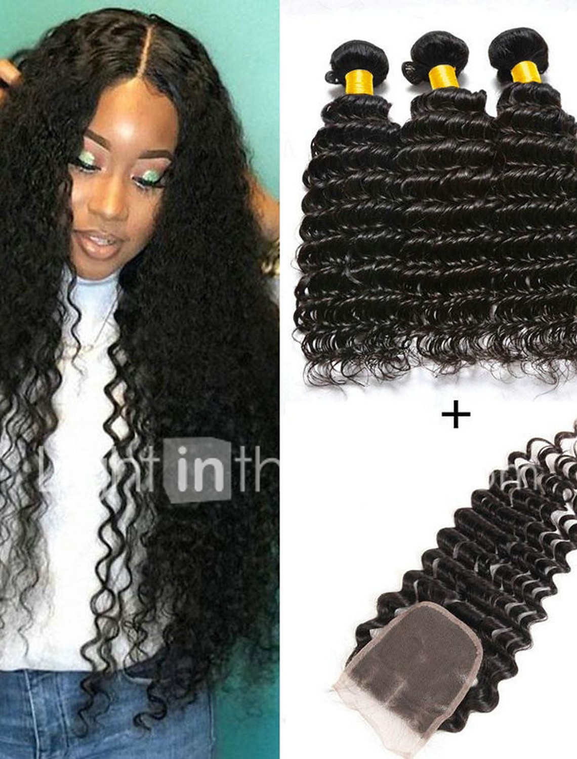3 Bundles With Closure Brazilian Hair Curly Human Hair Natural Color Hair Weaves Hair Bulk One Pack Solution Human Hair Extensions 8 22 Inch Natural Human Hair Weaves Classic Best Quality For Black 54 99