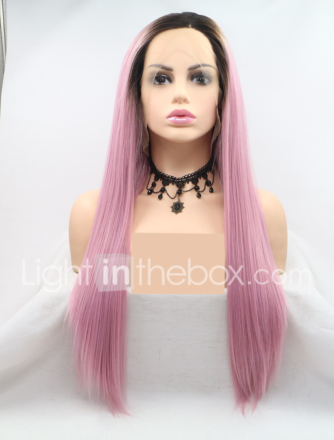 Synthetic Lace Front Wig Kinky Straight Natural Straight Layered