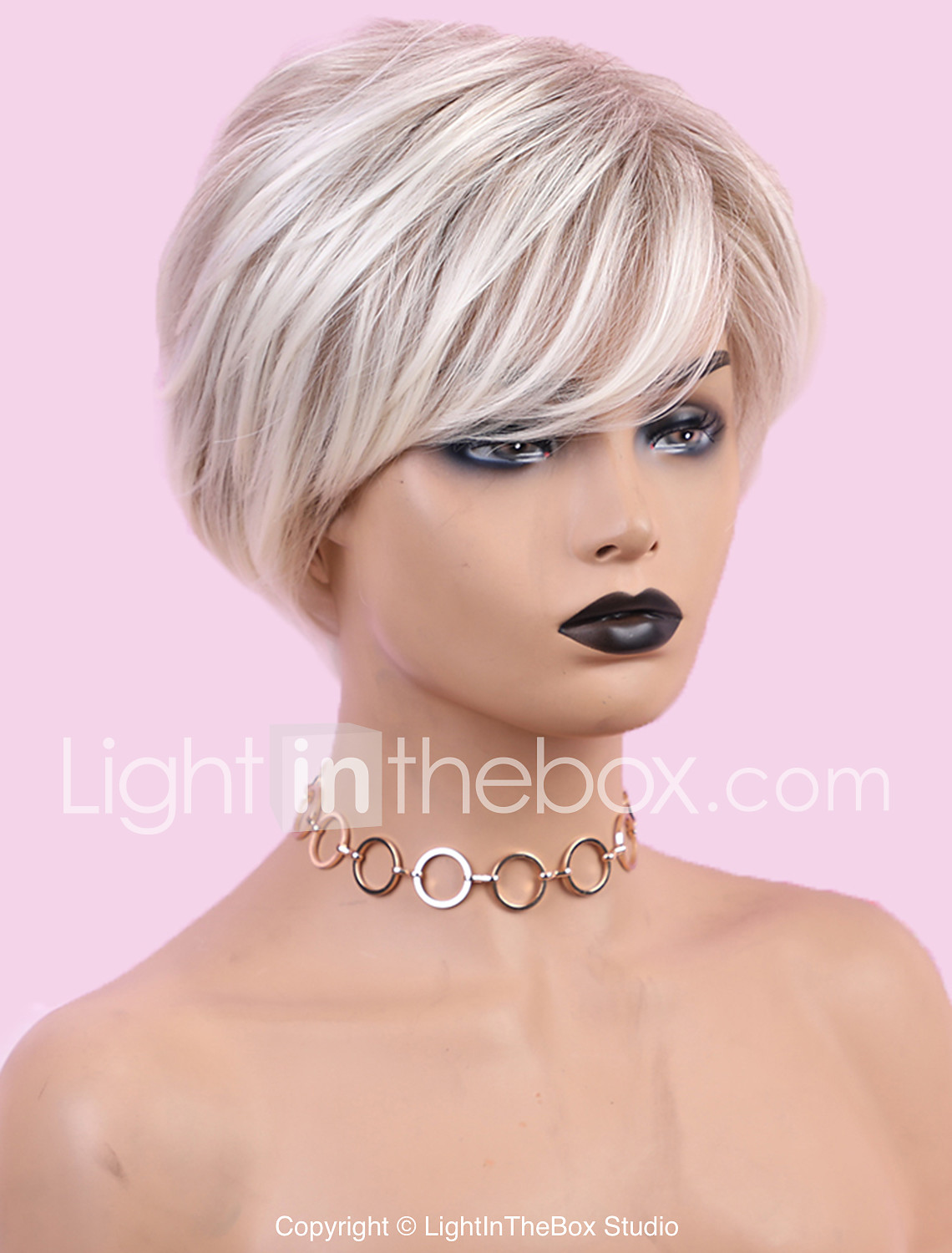 Synthetic Wig Kinky Straight Natural Straight Pixie Cut Wig Ombre