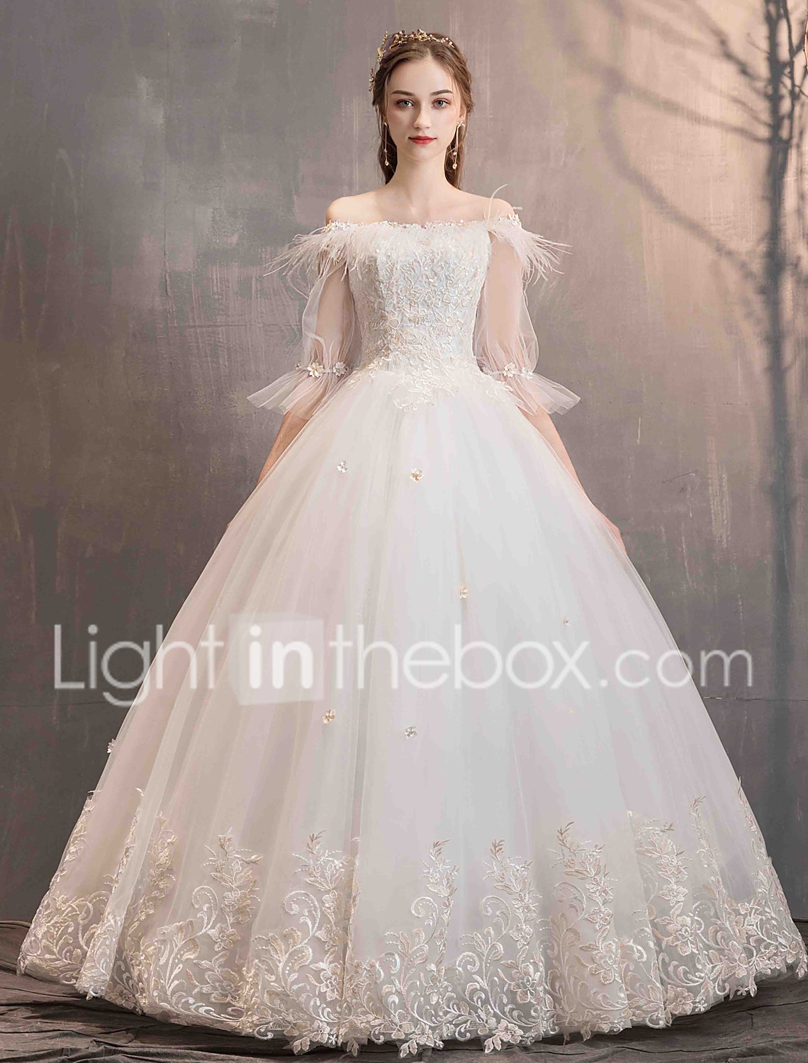 Ball Gown Off Shoulder Floor Length Lace Tulle Made To Measure