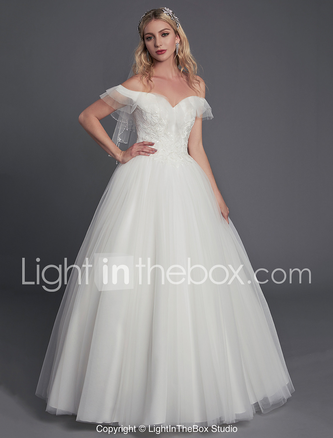 Ball Gown Off Shoulder Floor Length Lace Tulle Sleeveless Sexy