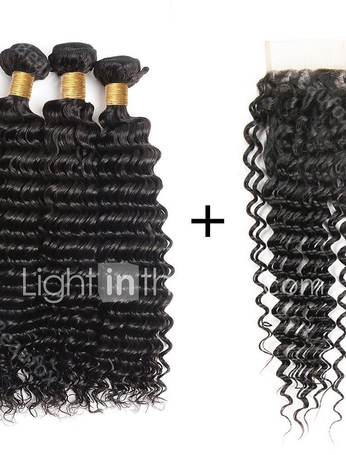 3 Bundles With Closure Brazilian Hair Deep Wave 100 Remy Hair