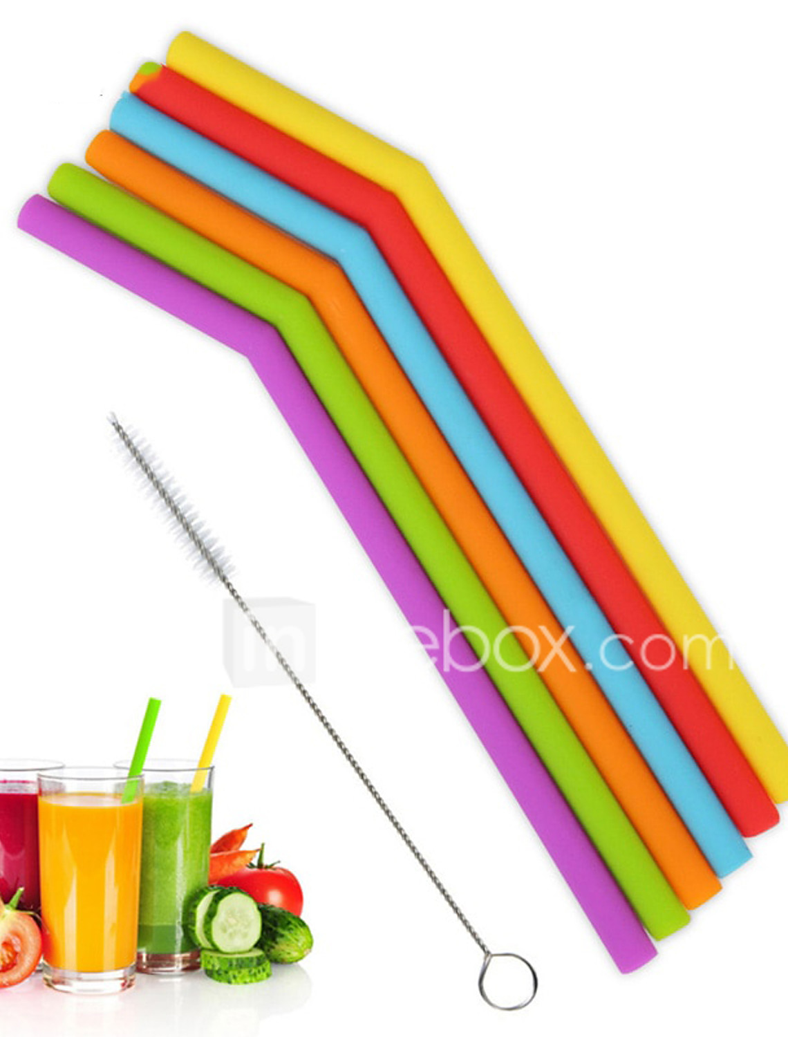 Juego De Pajitas De Silicona Reutilizables De 6 Piezas Pajitas Flexibles Rectas Dobladas Con Cepillos De Limpieza Para Fiesta De Bar 7598490 2021 5 74