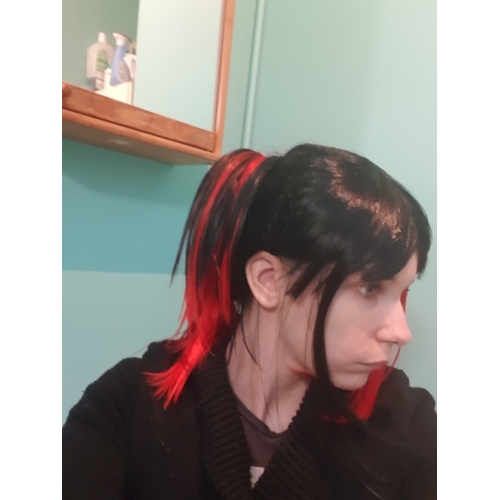 Black Wine Red Scene Hairstyle Wig Emo Long Straight Black Hair